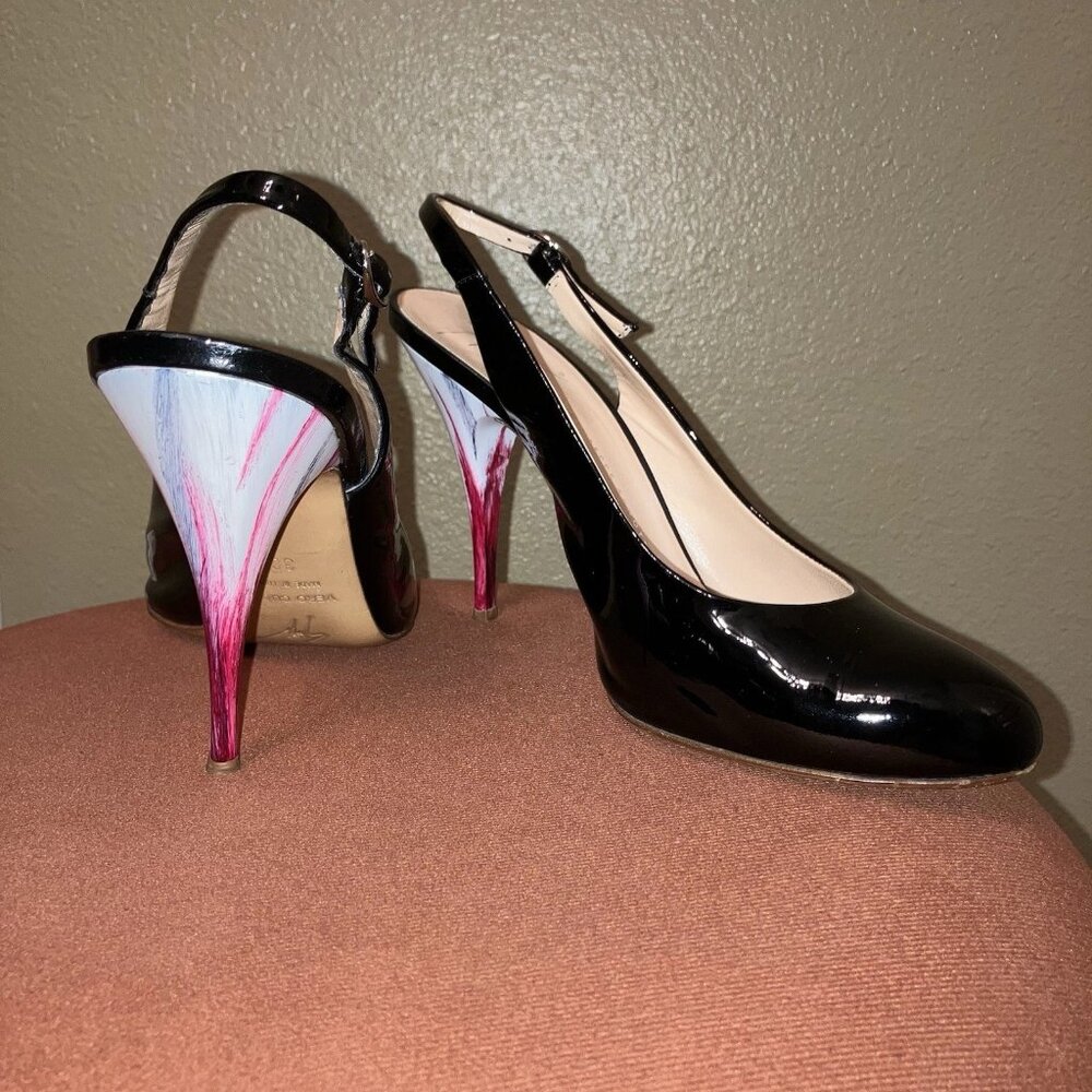 GIUSEPPE ZANOTTI Heels SLINGBACKS Black THREE TONE HEEL - Sz 8 (EU 38) Italy